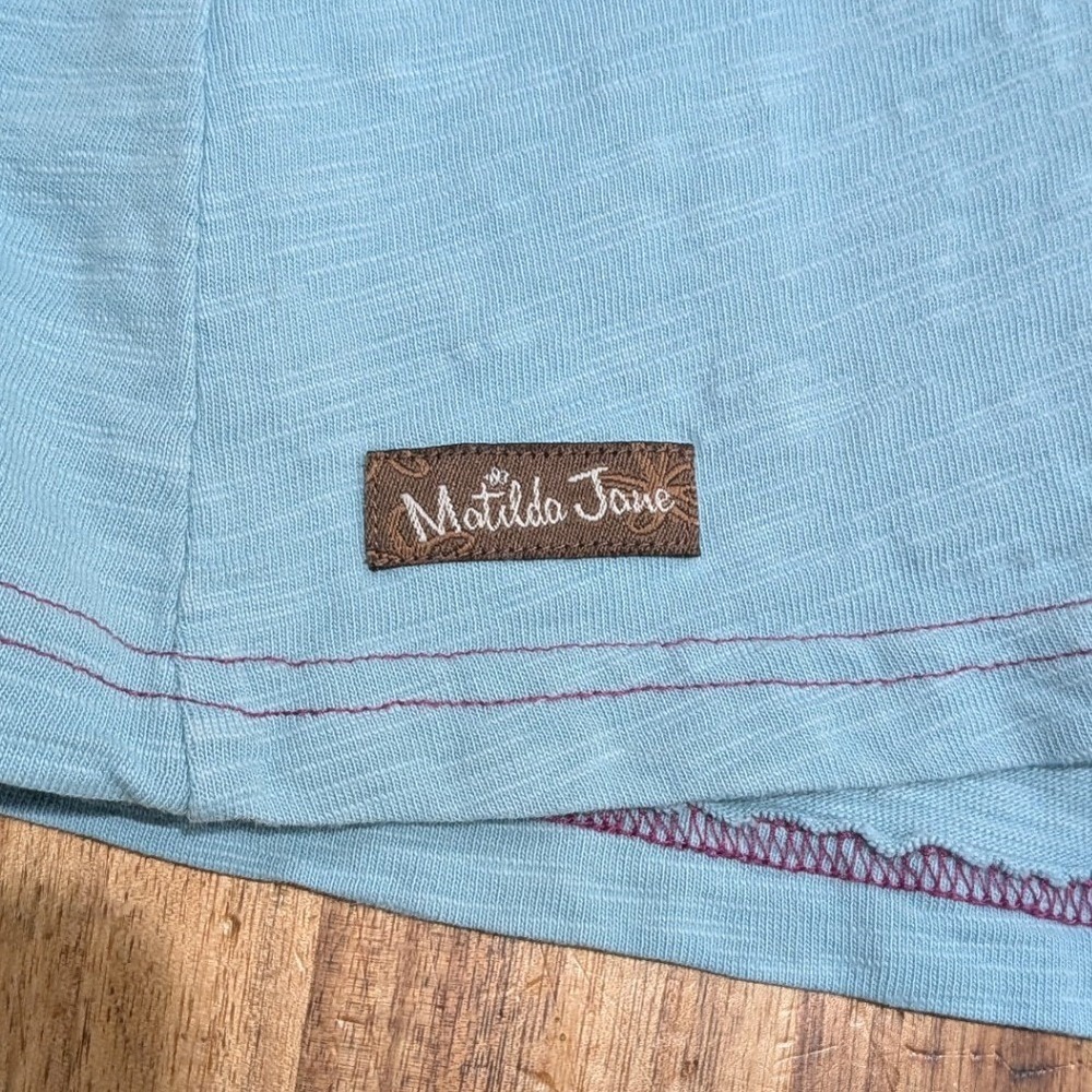 Matilda Jane Sleeveless Faux Wrap Dress XL Blue Cotton Summer Beach - Picture 5 of 8